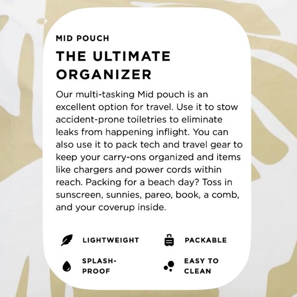 ALOHA Collection—Mid Pouch—Monstera Shade—Hawaii Beach & Zip Travel Pouch*NWT* - Picture 7 of 8